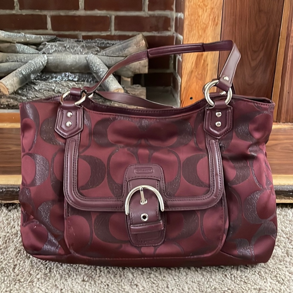 Authentic Coach purse, color: “Bordeaux”, as shown on tag, with silver hardware.